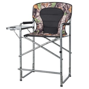 Costway Campingstuhl Faltbar Hoch mit Seitentisch & Fußstütze 150 kg