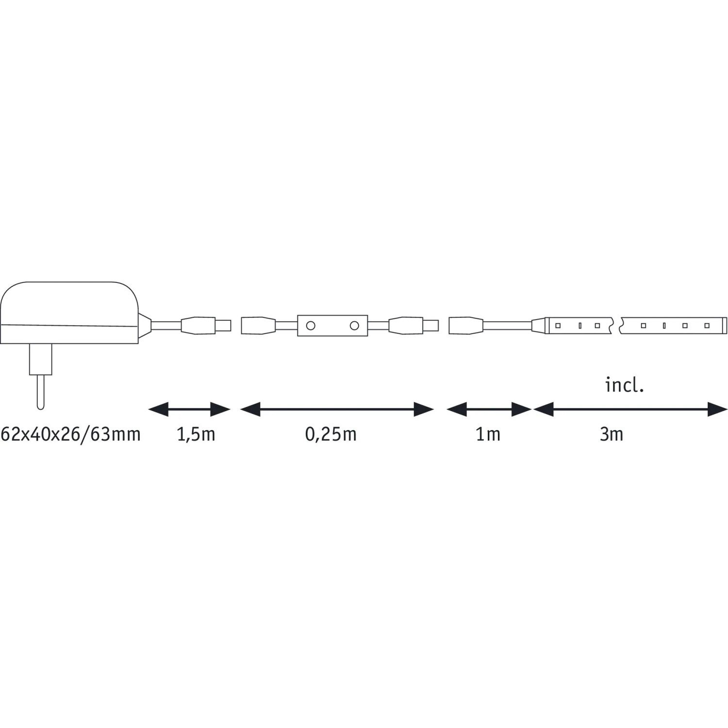 Paulmann FlexLED 3D Basis-Set: 3 m LED-Streifen mit Netzteil und Schalter für individuelle Leuchtschriften.
