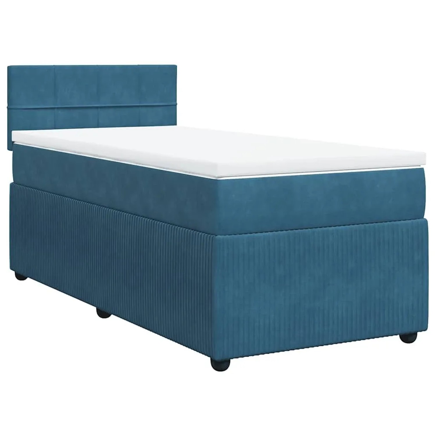 vidaXL Boxspringbett mit Matratze Blau 90x190 cm Samt 3287630