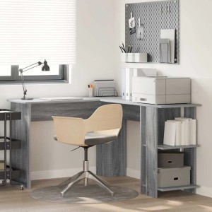 vidaXL Eckschreibtisch mit Stauraum Graues Sonoma 140 x 113,5 x 75 cm 869559