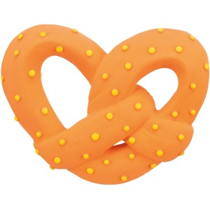 Orangefarbene Jollypaw Latex Brezel, 16 cm, Apportierspielzeug für Hunde.