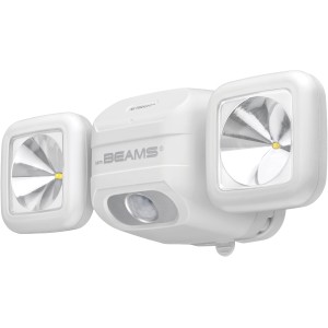 Weißer Mr.Beams Batteriefluter MBN3000 mit Sensor für den Außenbereich.