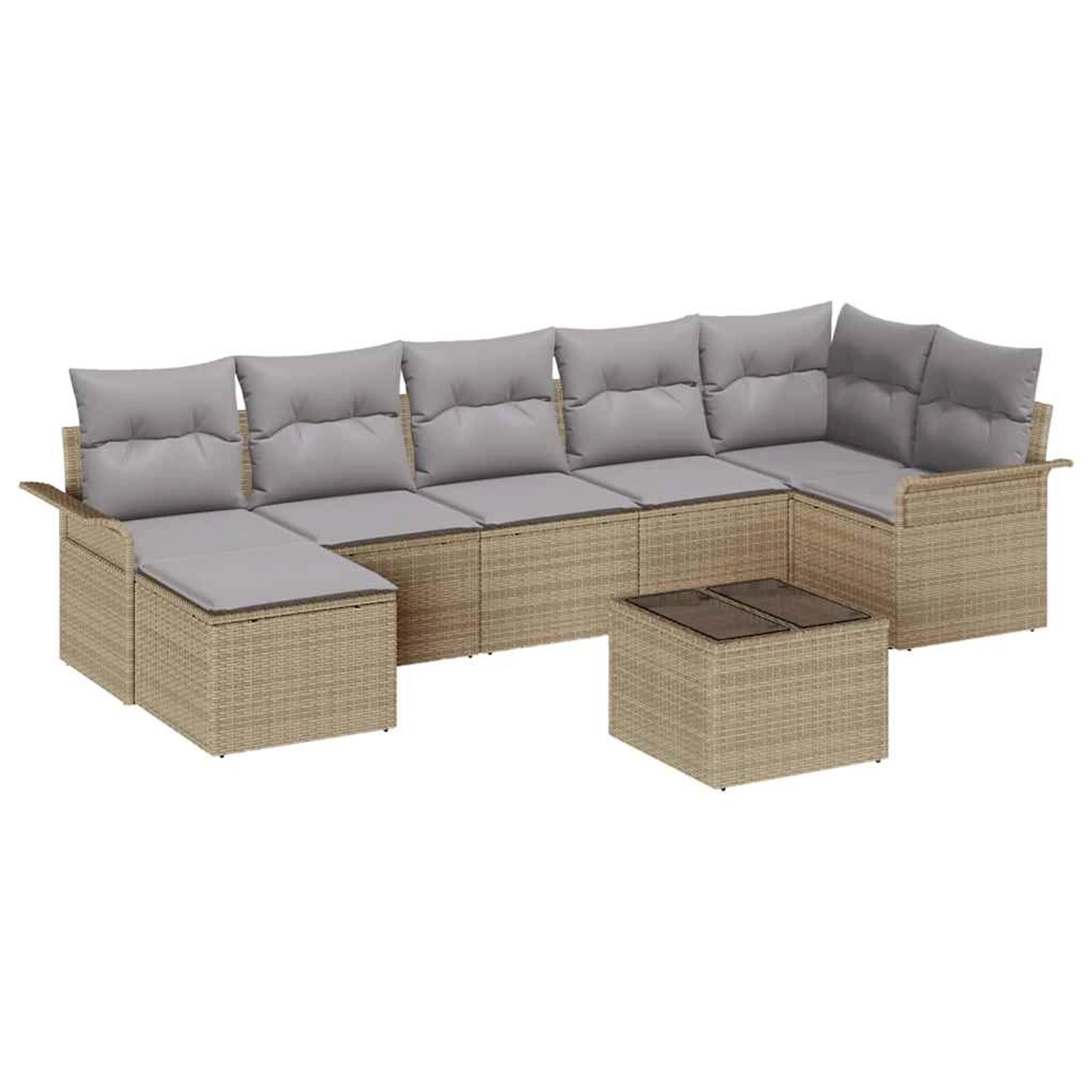 vidaXL Garten-Sofa-Set mit Kissen 8-Tlg Beige Poly Rattan 3345460 günstig online kaufen
