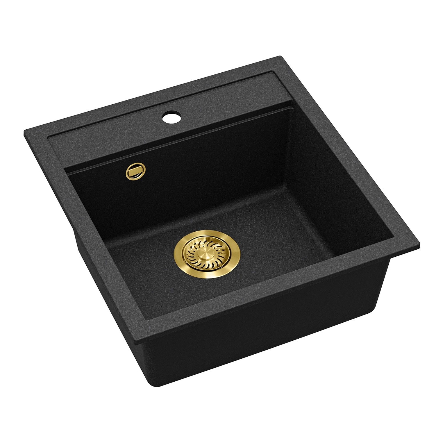 Helika Einbauspüle Tessa 49 cm x 51 cm Schwarz inkl. Goldventil_2