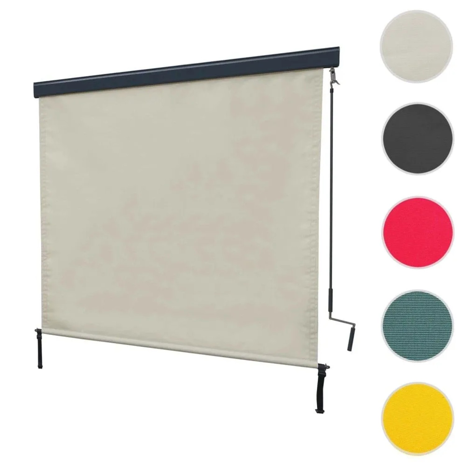 Creme-beige Vertikalmarkise 250x180cm mit Handkurbel. Ideal als Fenstermarkise & Balkon-Sonnenschutz. Auch in anderen Farben.
