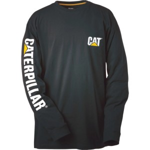Schwarzes Cat Langarmshirt Banner in Größe 2XL für Arbeitskleidung mit Logos.