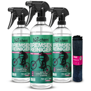 bio-chem Bremsenreiniger Spray Entfetter mit Mikrofasertuch für Kfz 3x 750 ml