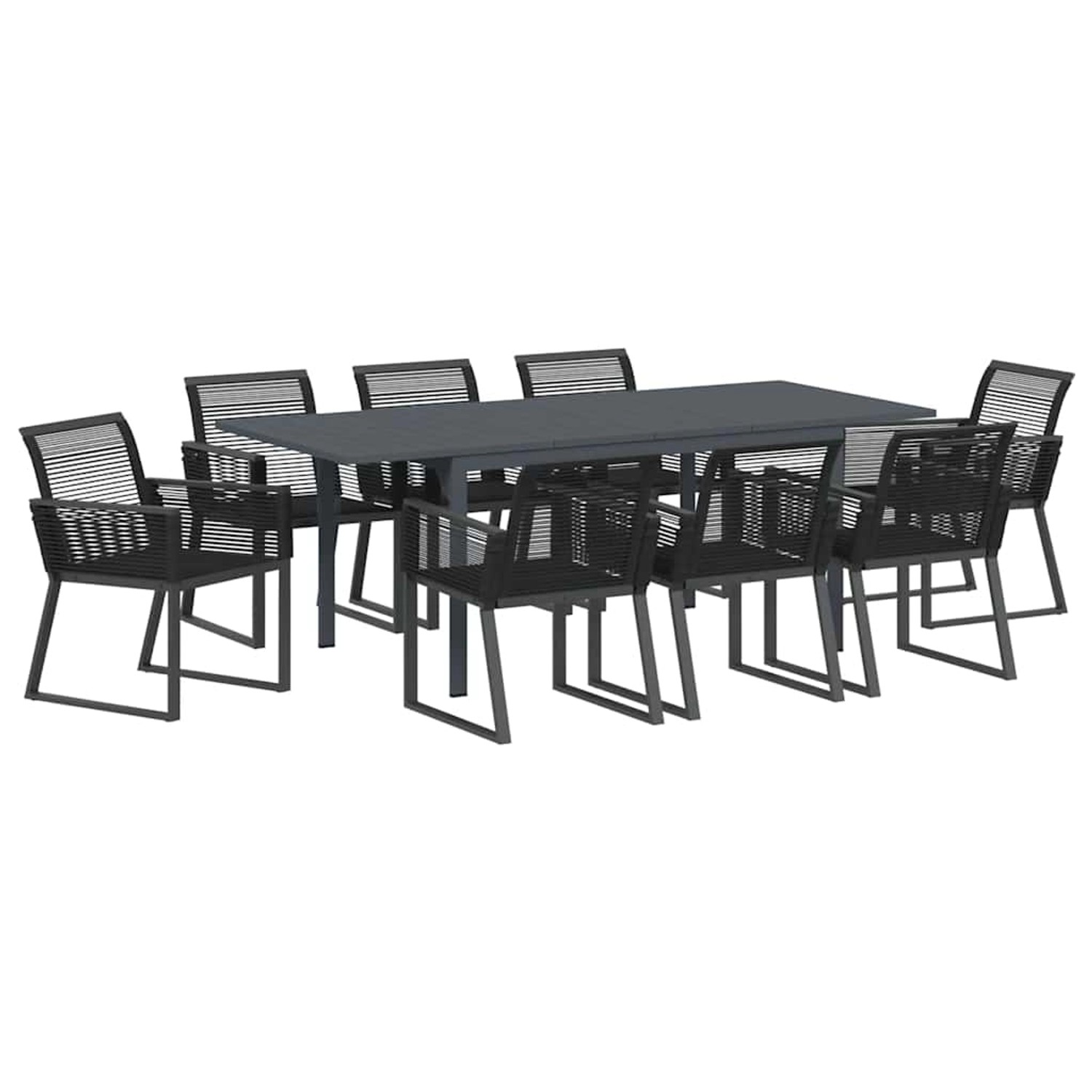 vidaXL Garten Essgruppe 9-Tlg Schwarz Poly Rattan 3378829 günstig online kaufen