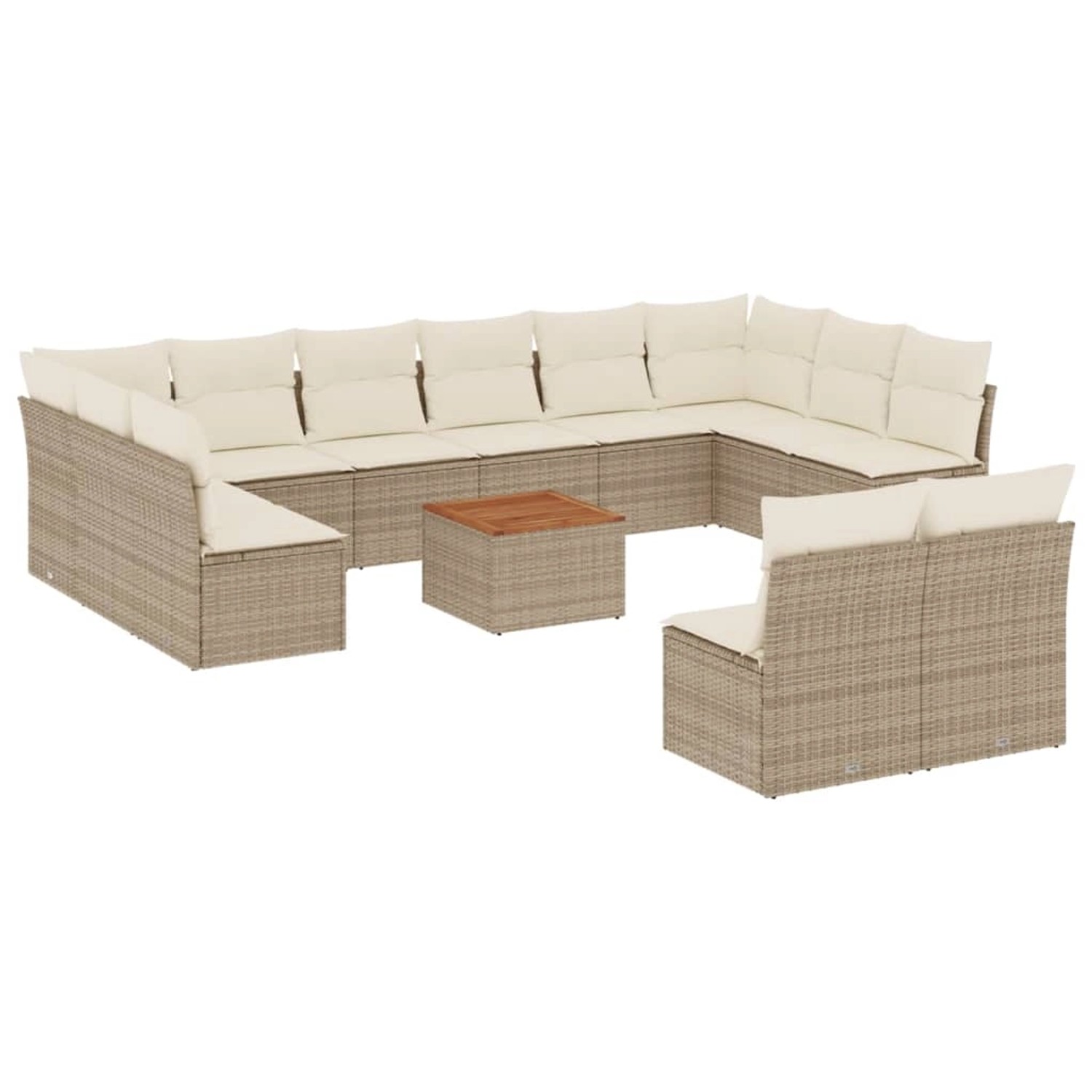 vidaXL 13-Tlg Garten-Sofagarnitur mit Kissen Beige Poly Rattan 3223895 günstig online kaufen
