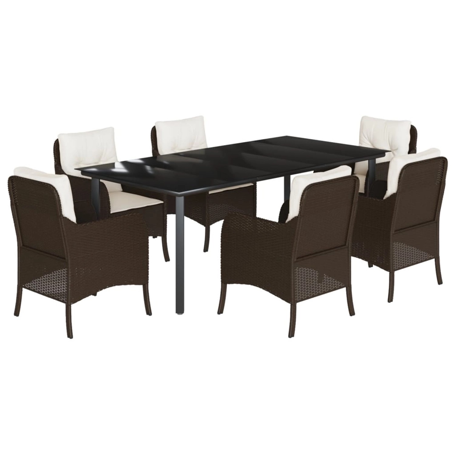 vidaXL 7-Tlg Garten-Essgruppe mit Kissen Braun Poly Rattan 3211946 günstig online kaufen