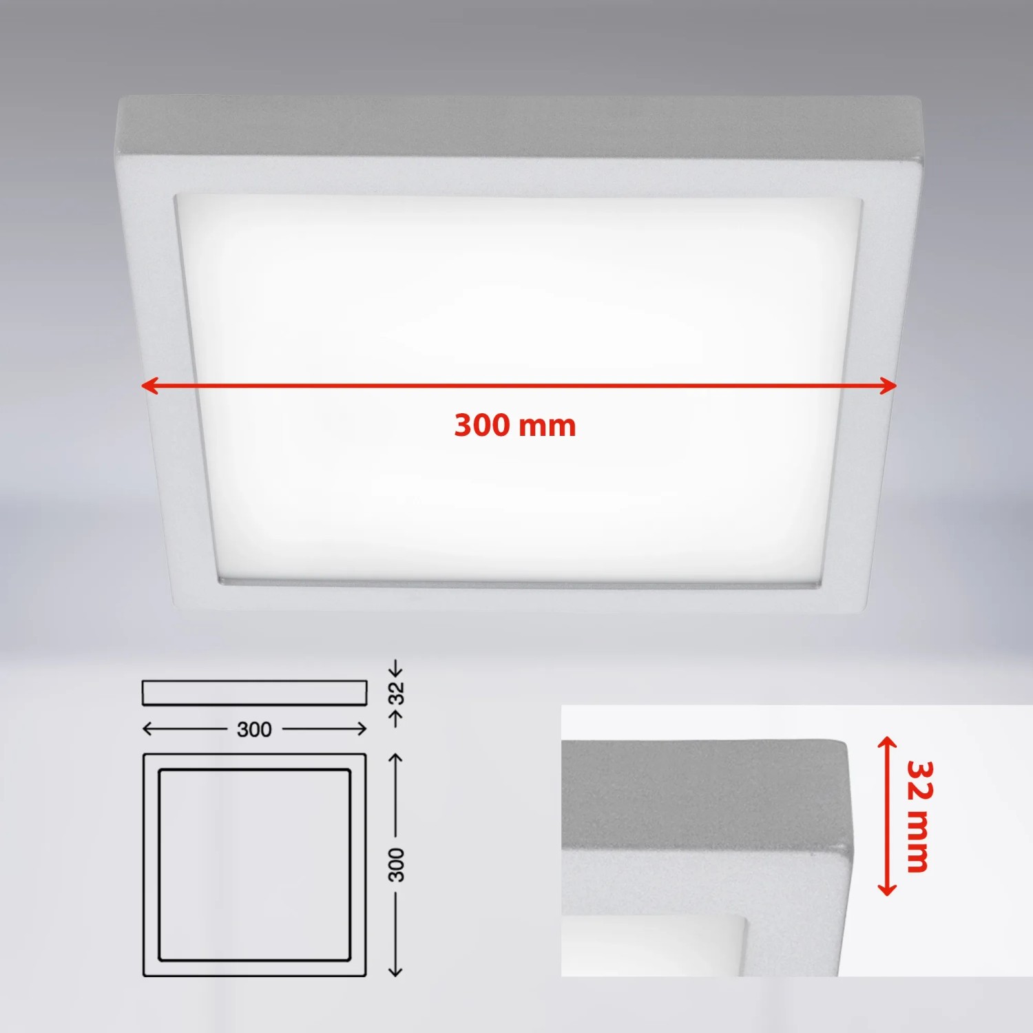 Briloner LED Deckenleuchte, Chrom matt, 30x30cm, Neutralweiß. Moderne Wandlampe für Innenräume.
