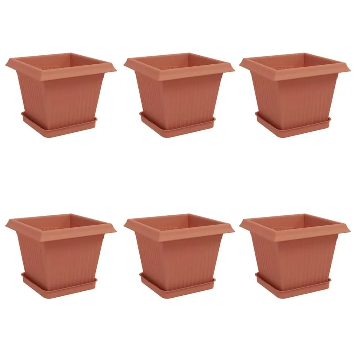 vidaXL Blumentöpfe 6 Stk Ziegelrot 20 x 20 x 16 cm Kunststoff 3403291