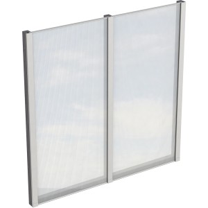 Skan Holz Seitenwand, Fichte grau, mit Polycarbonatplatten für Terrassenüberdachung.