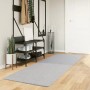 Grauer vidaXL Kurzflor Teppich HUARTE (80x250 cm) im Flur auf Holz. Weich, waschbar, ideal für Eingangsbereiche.