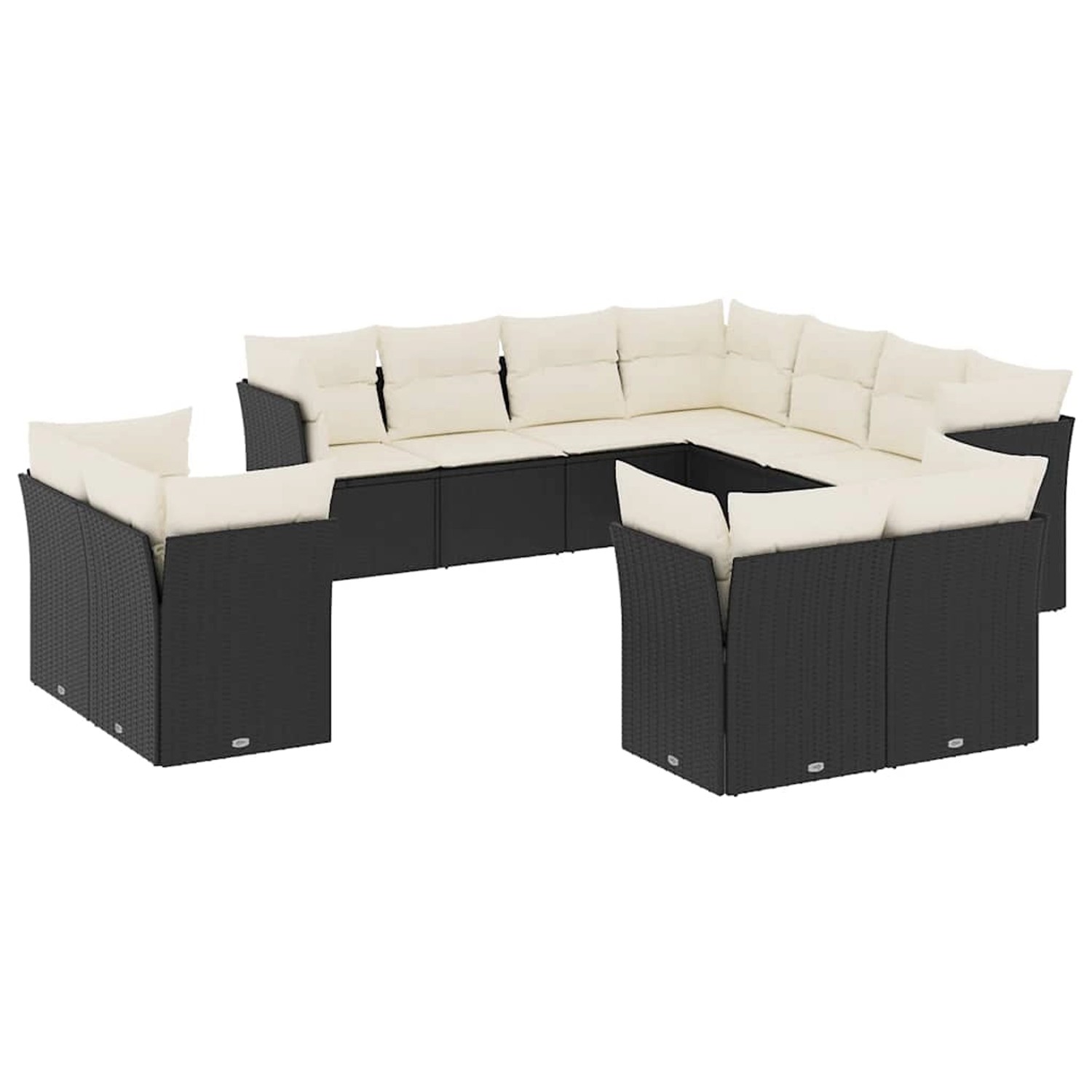vidaXL 11-Tlg Garten-Sofagarnitur mit Kissen Schwarz Poly Rattan 3250345 günstig online kaufen