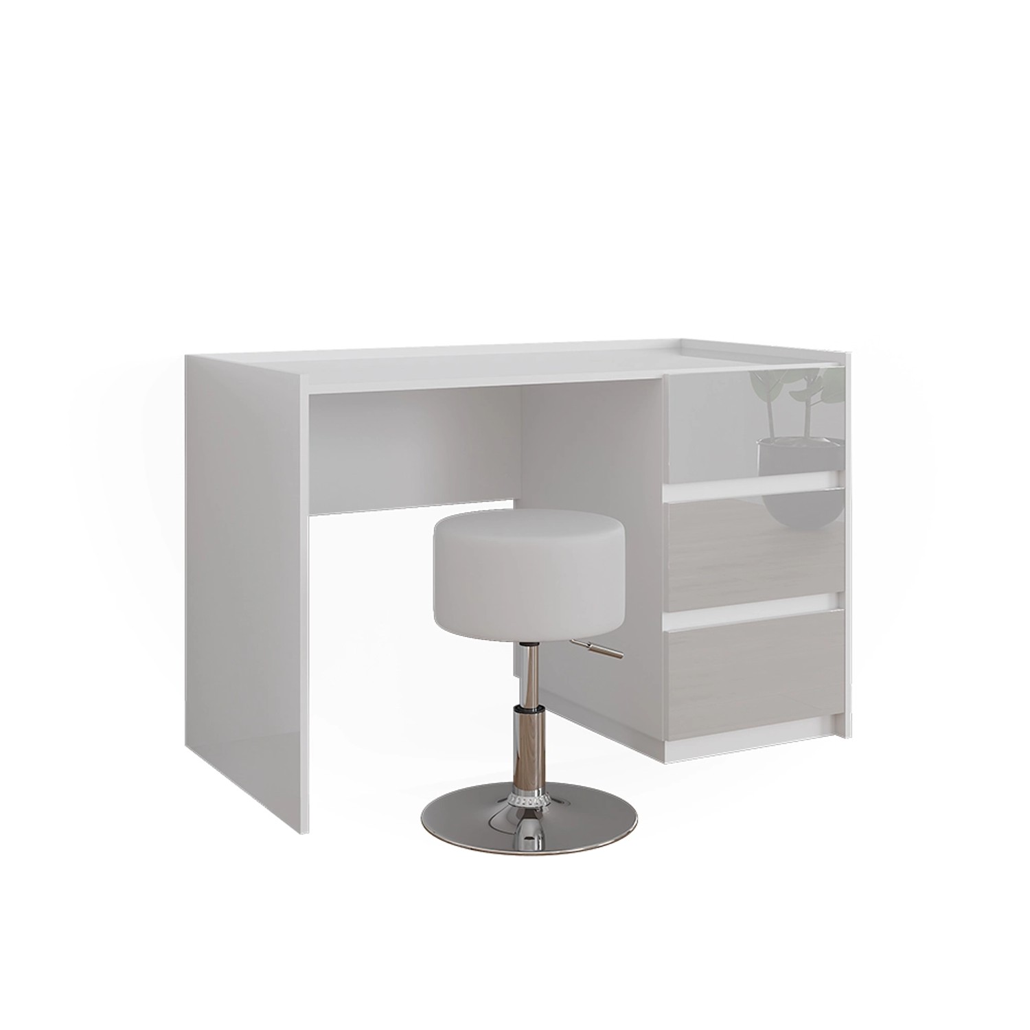 Vicco Schminktisch Marla Weiß Hochglanz 120 cm mit Hocker günstig online kaufen