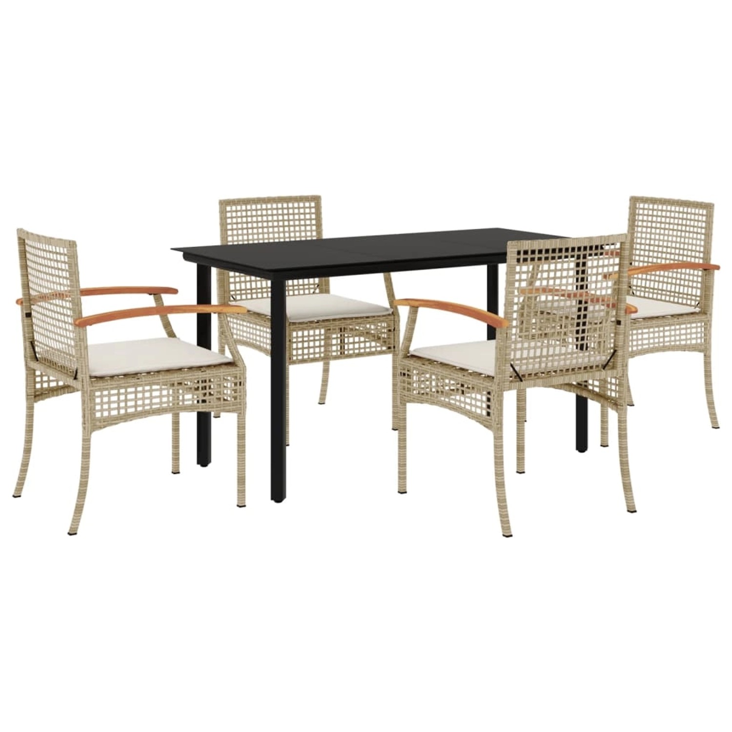 vidaXL 5-Tlg Garten-Essgruppe mit Kissen Beige Poly Rattan 3213633 günstig online kaufen