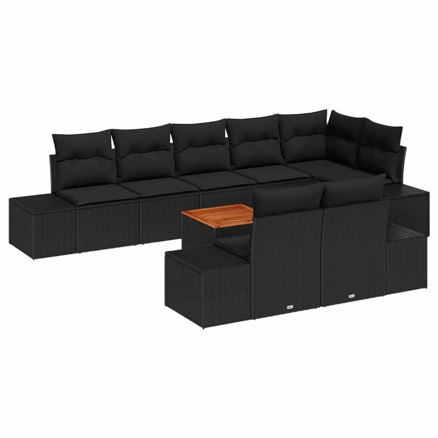 vidaXL Garten-Sofa-Set mit Kissen 9-Tlg Schwarz Poly Rattan 3347975 günstig online kaufen