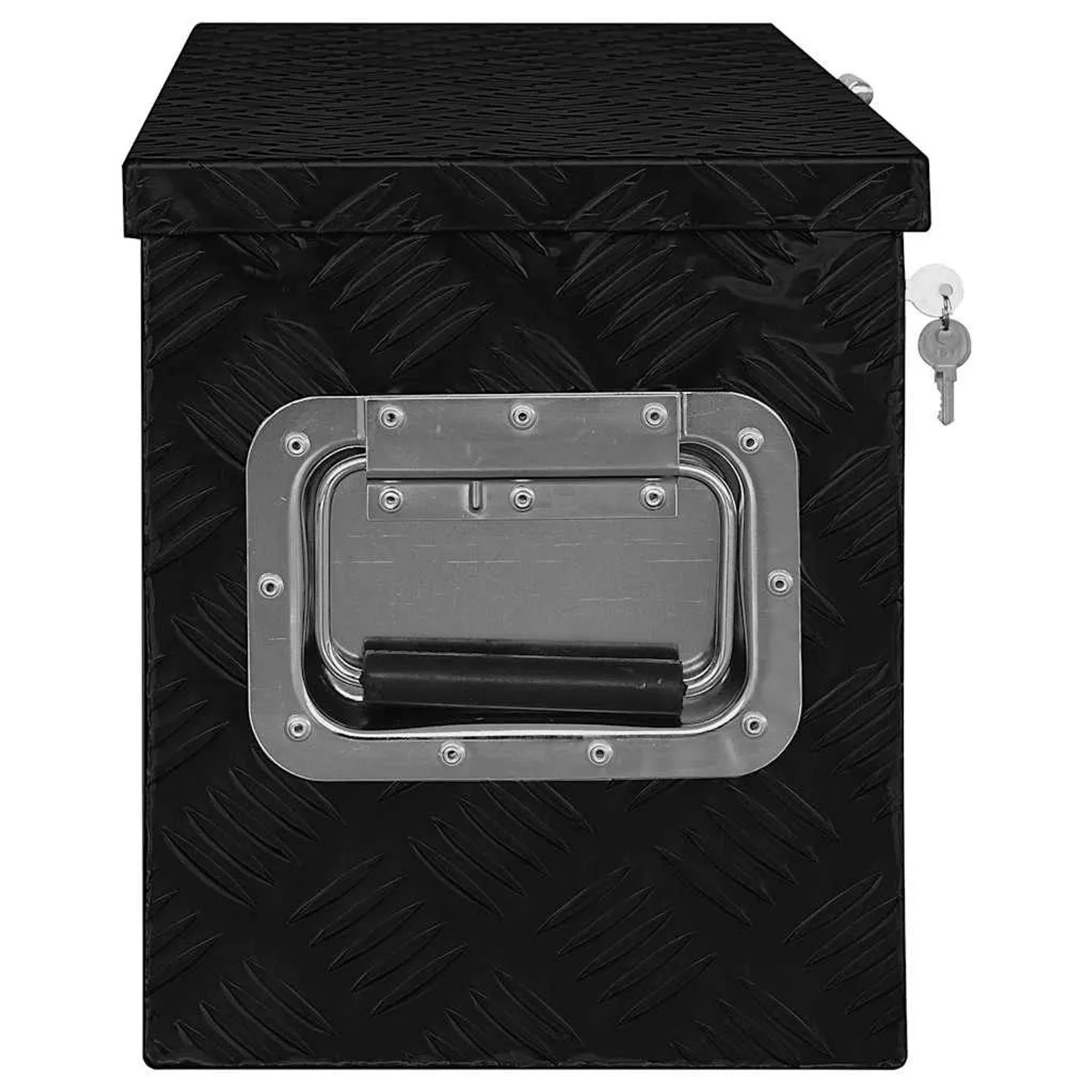 DELUKE Aluminiumbox Mit Deckel Abschließbar Alubox Deichselbox Alu Anhängerbox Werkzeugkiste Transportbox Metallkiste 80x30x35cm Schwarz_3