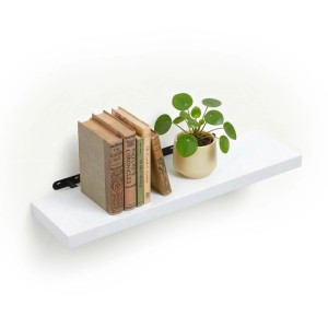 Relaxdays Wandregal MDF Weiß mit Metallhalterung 100 cm x 23 cm x 4 cm