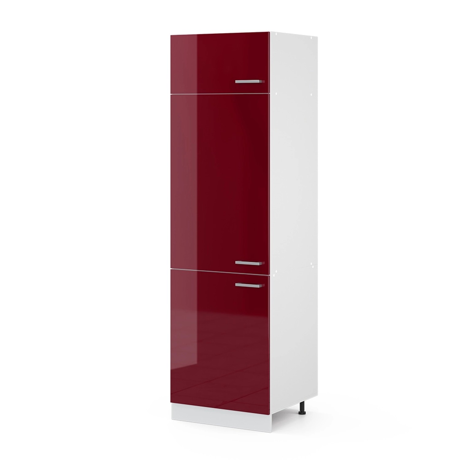 Vicco Kühlumbauschrank R-Line Hochschrank für die Küche Bordeaux Hochglanz/Weiß 60 cm