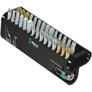 Wera Bit-Set Bit-Check 30 Universal, 30-teilig, mit Rapidaptor-Halter in aufstellbarer Box.