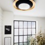 Moderne LED-Deckenleuchte Canicosa 2 von Eglo in Gold-Schwarz, Ø 49,5 cm.