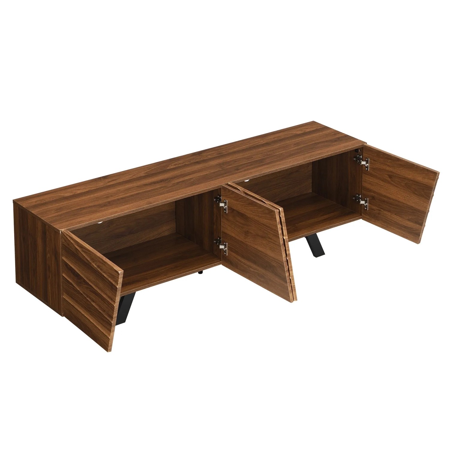 okwish TV Schrank Wellenfront Stauraum Kabelmanagement Wohnzimmer 160×39×50.5cm Walnuss