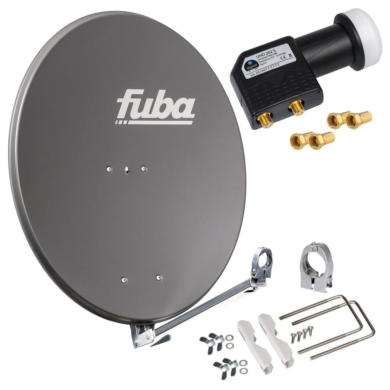 hb-digital Sat Anlage 80cm Fuba DAL 800 Aluminium Anthrazit mit Twin LNB