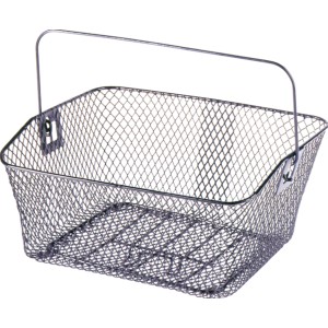 Schwarzer Prophete Einkaufskorb City aus engmaschigem Draht für Fahrräder.