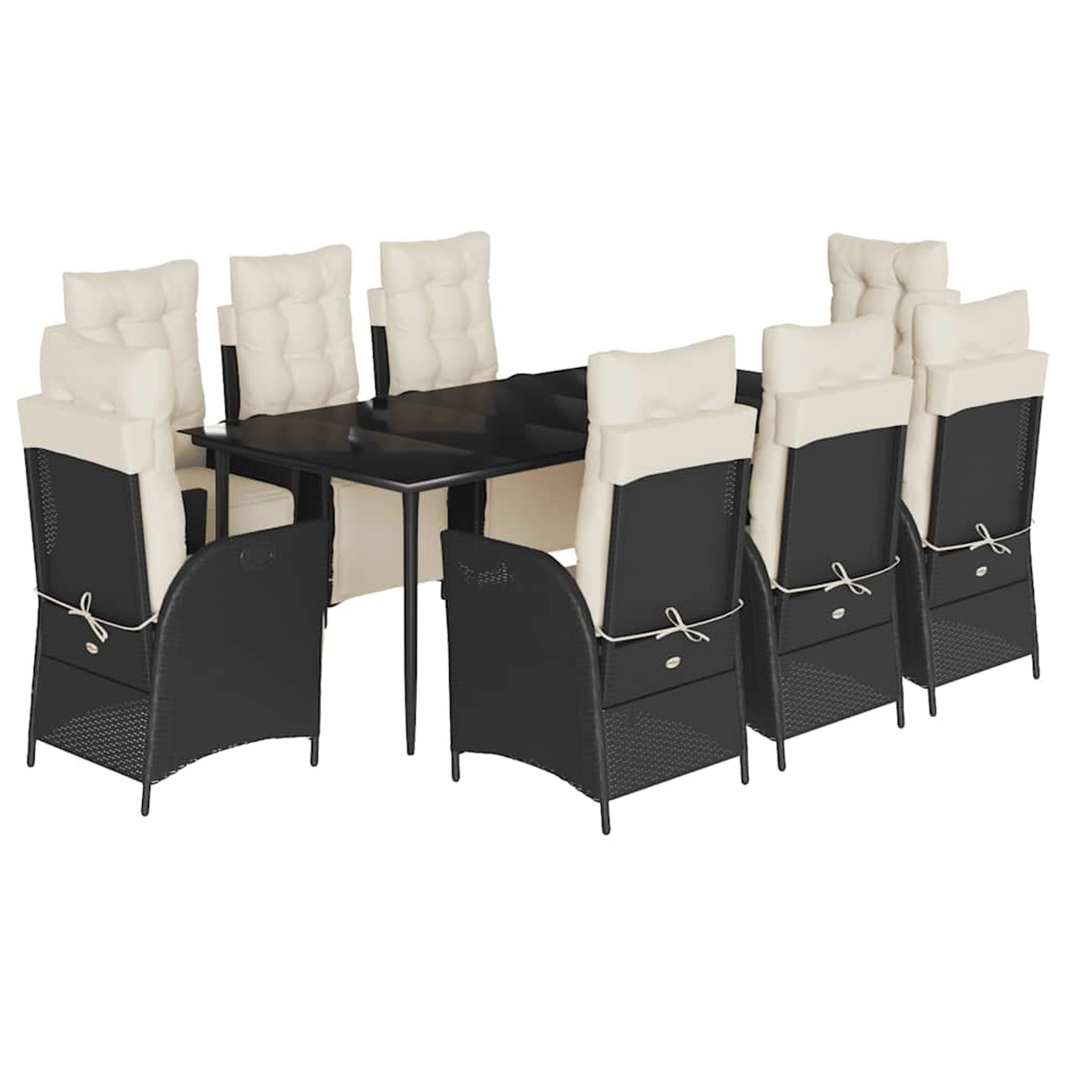 vidaXL 9-Tlg Garten-Essgruppe mit Kissen Schwarz Poly Rattan 3213384 günstig online kaufen