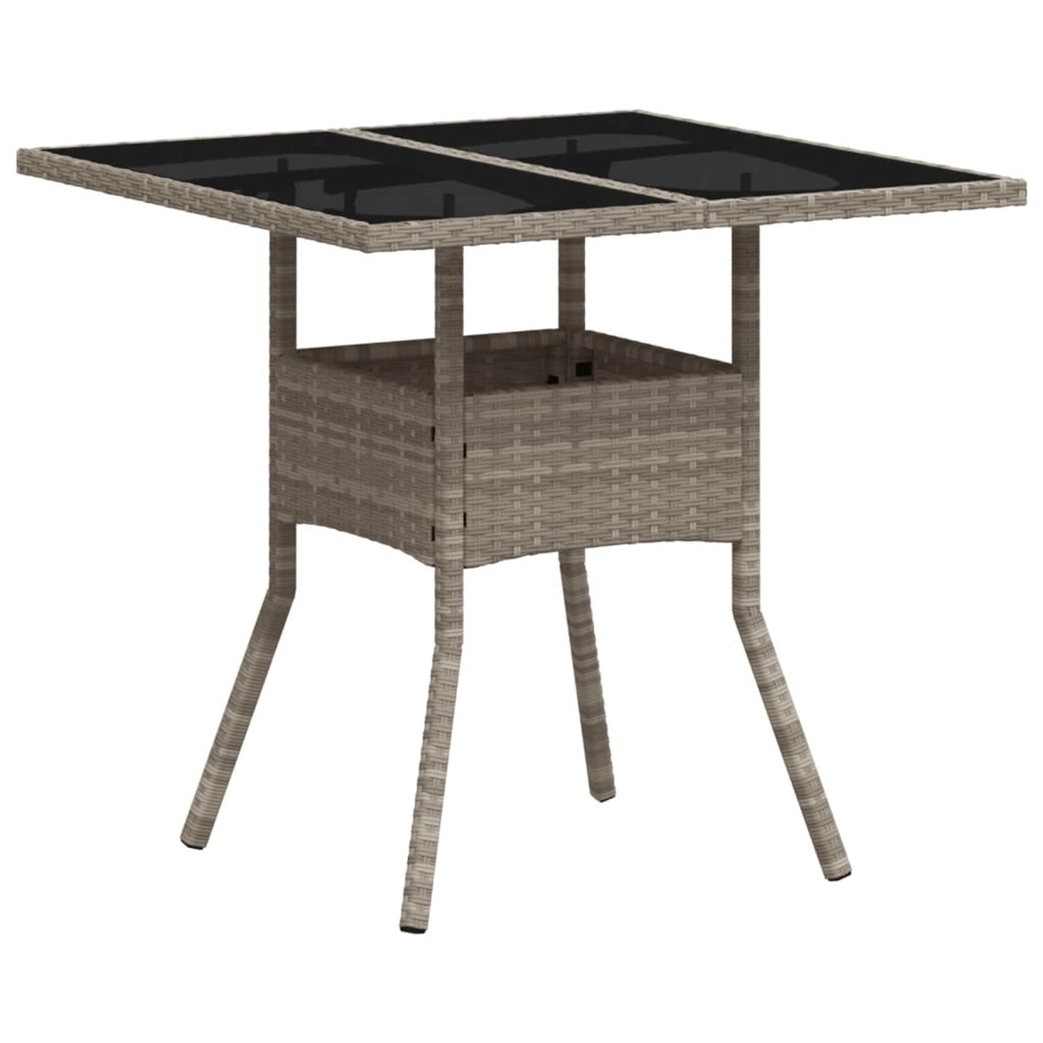 vidaXL Gartentisch mit Glasplatte Hellgrau 80x80x75 cm Poly Rattan 368131 günstig online kaufen