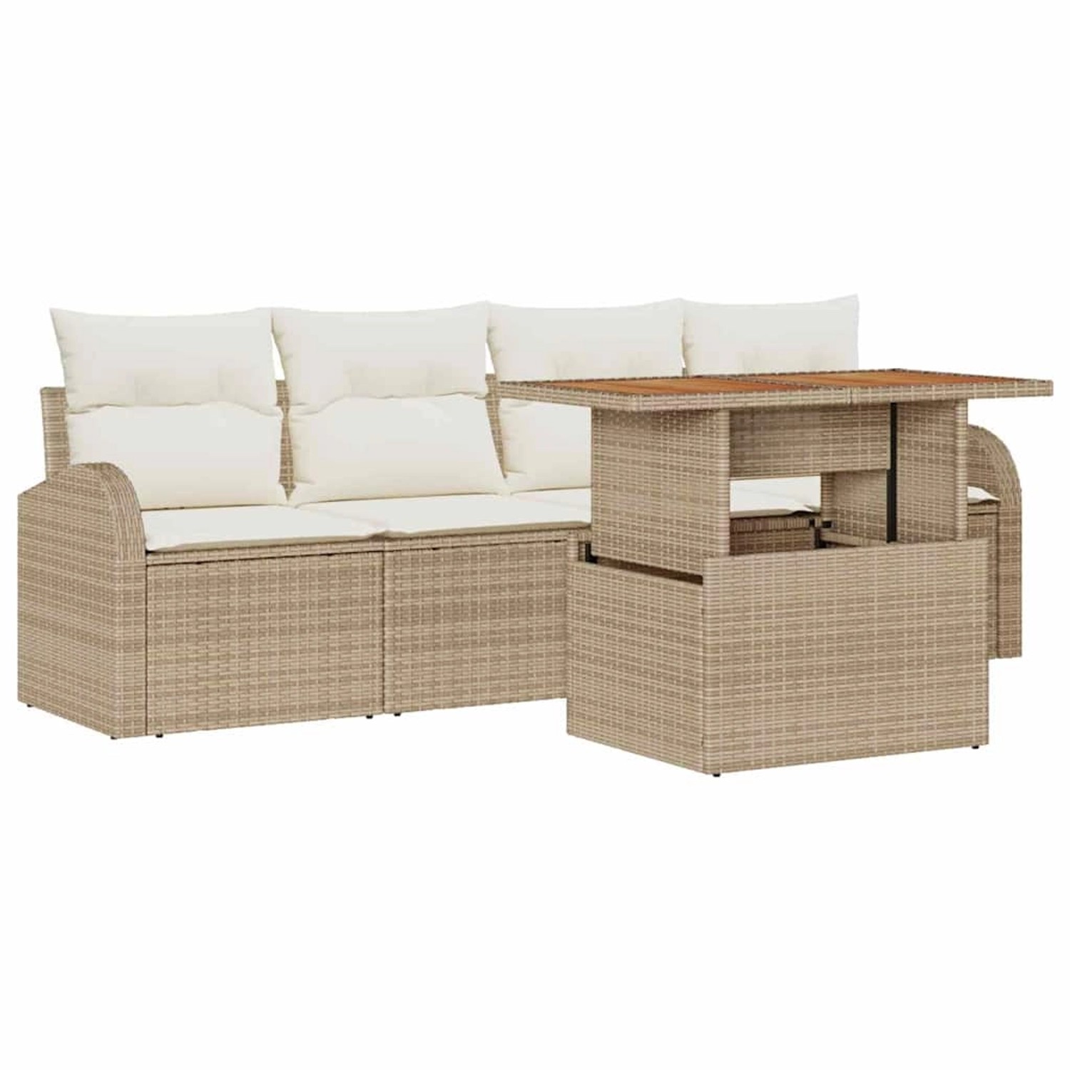vidaXL Garten-Sofa-Set mit Speicher 5-Tlg Beige Poly Rattan 3358255 günstig online kaufen