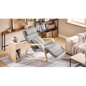 SoBuy Schaukelstuhl Schaukelsessel mit Verstellbarer Fußstütze Grau FST16-DG