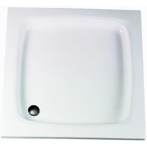 Quadratische, extraflache Schulte Duschwanne 90x90 cm in Alpinweiß mit Ablauf.