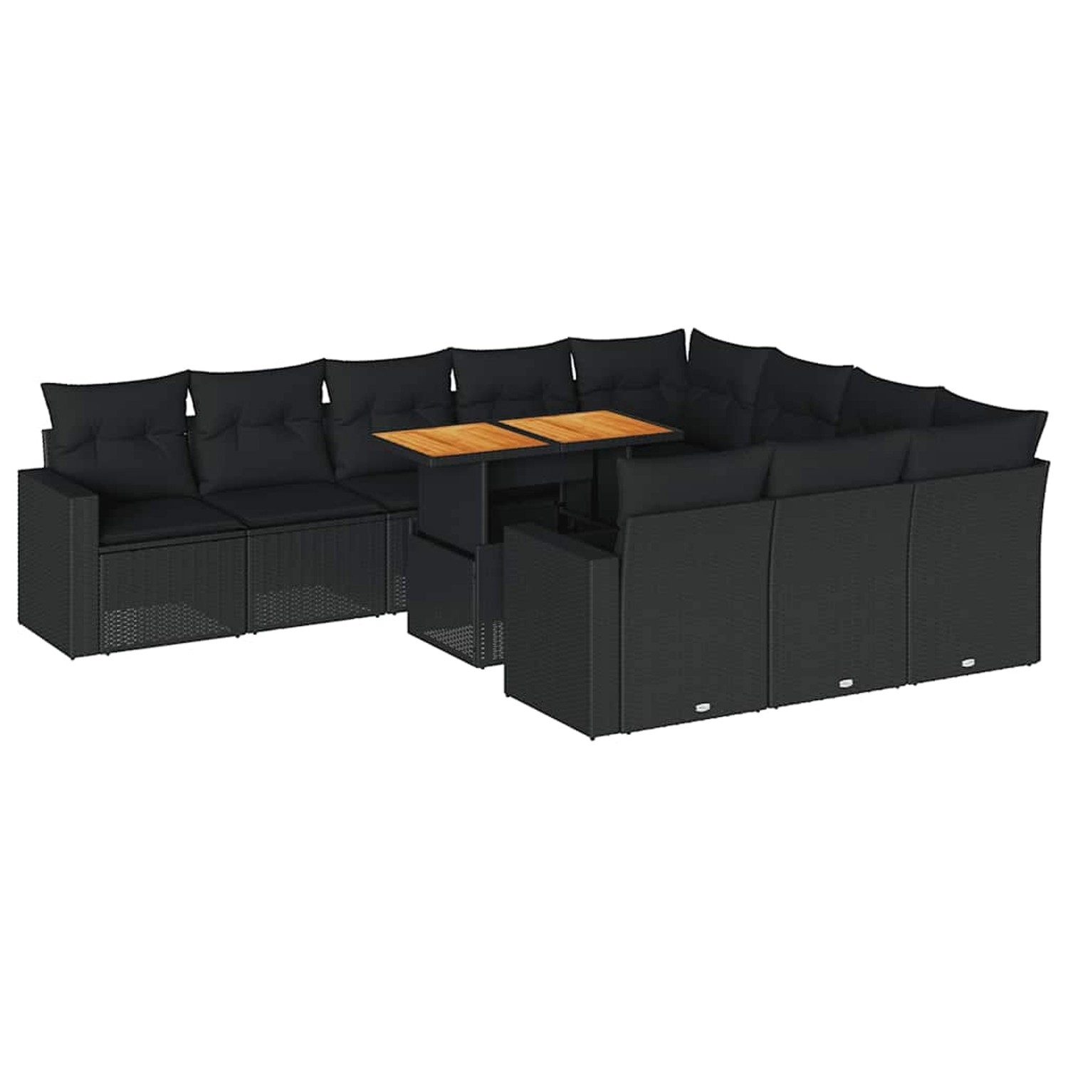 vidaXL 11-Tlg Garten-Sofagarnitur mit Kissen Schwarz Poly Rattan 3327086 günstig online kaufen