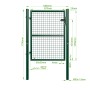 Technische Zeichnung: Grünes Casanoov Gartentor, 2-flügelig (4m) & Gartentür (1m), Stahl, Höhe 130cm.