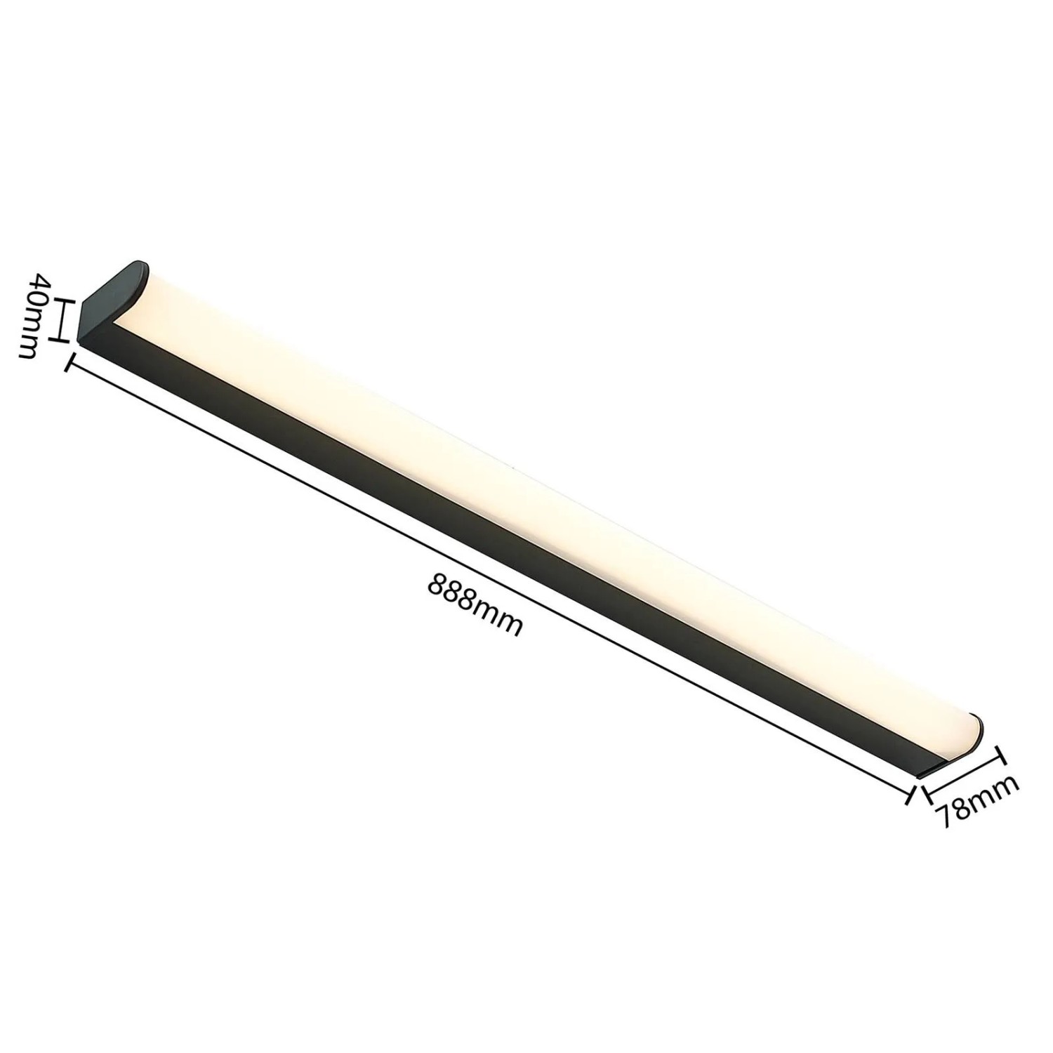 Schwarze Lindby LED Bad-Wandleuchte Ulisan, 88 cm breit, aus Aluminium.