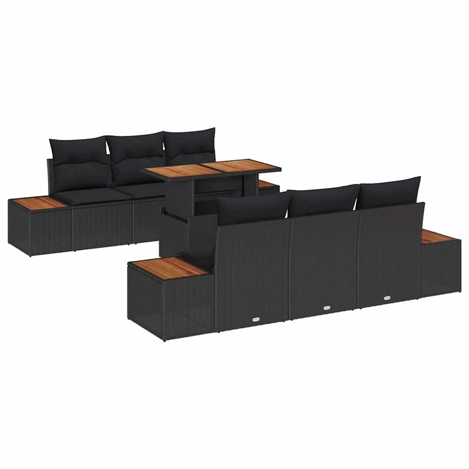 vidaXL Garten-Sofa-Set mit Speicher 7-Tlg Schwarz Poly Rattan 3358767 günstig online kaufen