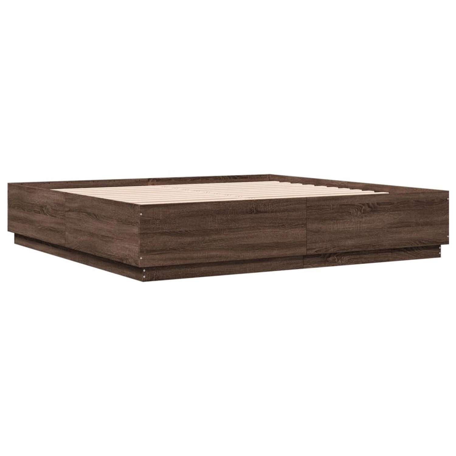 vidaXL Bettgestell mit LED Braun Eichen-Optik 200x200 cm Holzwerkstoff 3209 günstig online kaufen