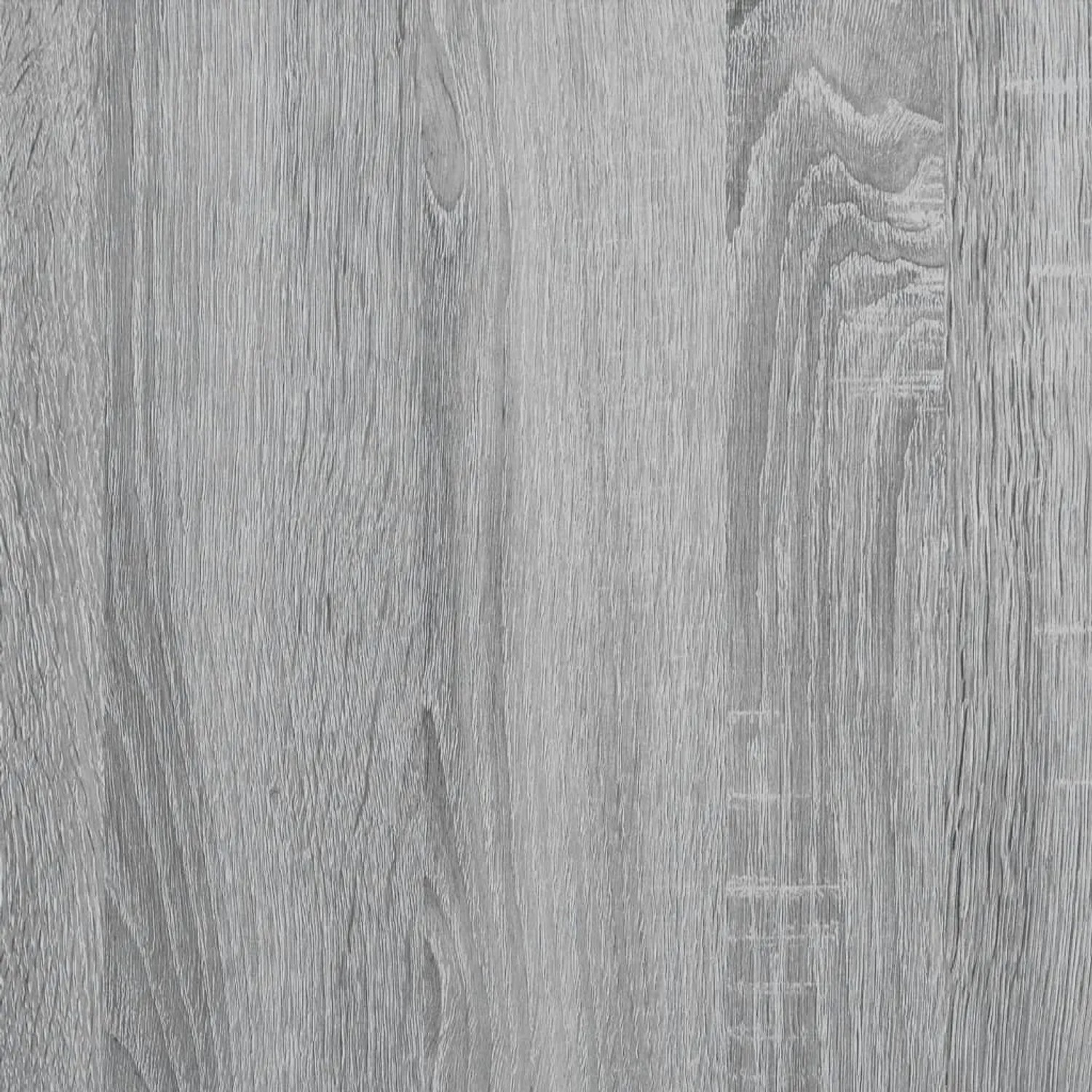Detailaufnahme: Waschbeckenunterschrank in Grau Sonoma, Holzstruktur.