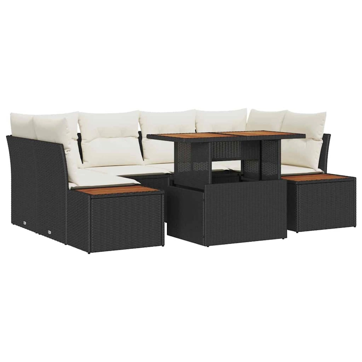 vidaXL Garten-Sofa-Set mit Speicher 7-Tlg Schwarz Poly Rattan 3358771 günstig online kaufen