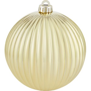 Goldene Weihnachtskugel aus Kunststoff, 14 cm, mit geriffelter Oberfläche. Ideal für festliche Dekoration.