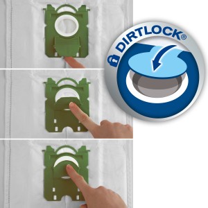 Swirl Staubsaugerbeutel Z 113 EcoPor, Dirtlock Verschluss in Funktion.