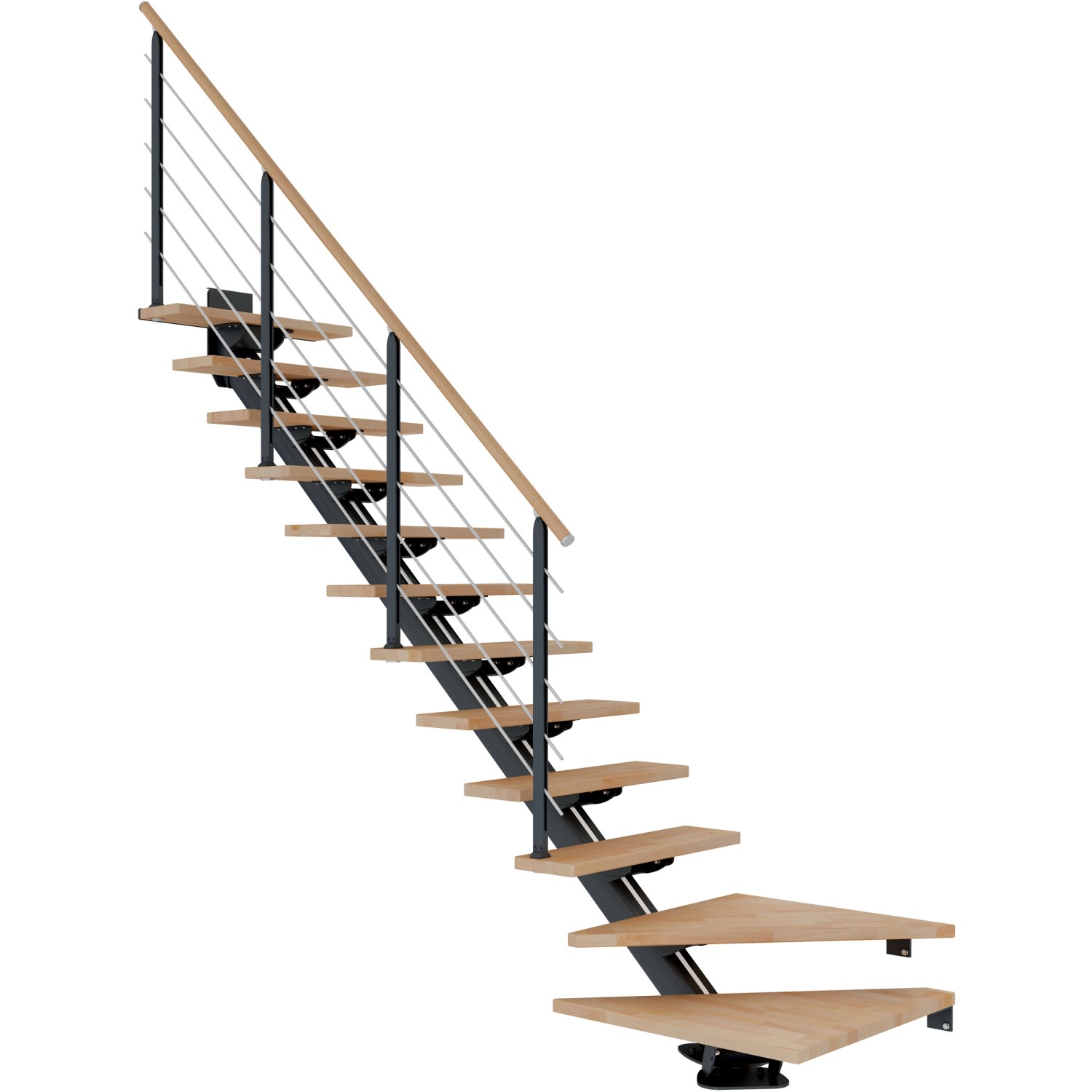 Dolle Mittelholmtreppe Sydney 11 Stufen Buche 1/4 gew. Metallteile Anthrazit