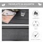 Detailansicht der Tischplatte des Outsunny Gartentischs in Holzoptik, pflegeleicht und stabil.