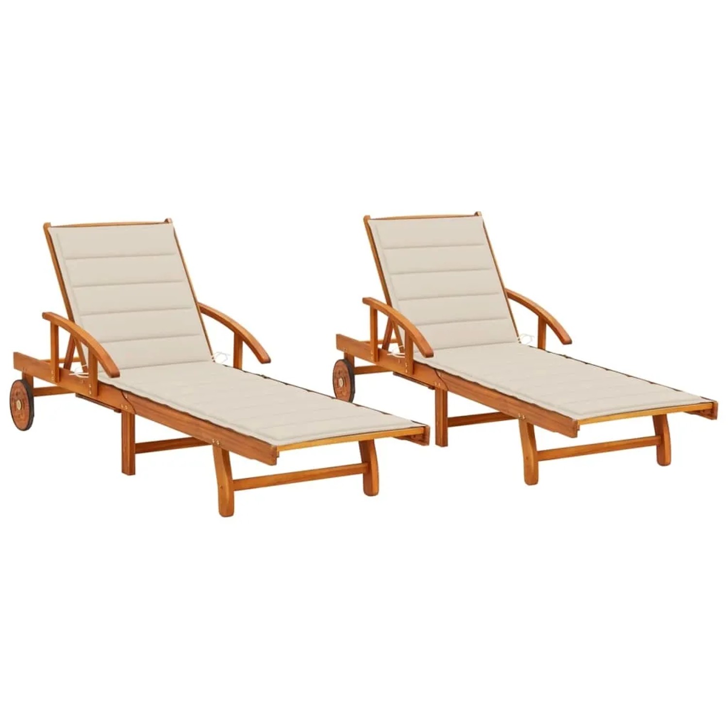 vidaXL Sonnenliegen 2 Stk mit Auflagen Massivholz Akazie 3077333