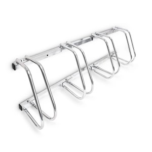 Relaxdays Fahrradständer Stahl Silber für 4 Fahrräder Platzsparend 26 cm x 100 cm x 32 cm