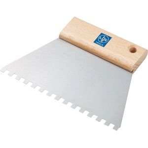 LUX Zahnspachtel Classic 180 mm C2 mit Holzgriff und Stahlblatt für Fliesenkleber.
