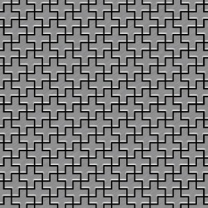 Graue Mosaikfliese aus gebürstetem Edelstahl im Swiss Cross Design.